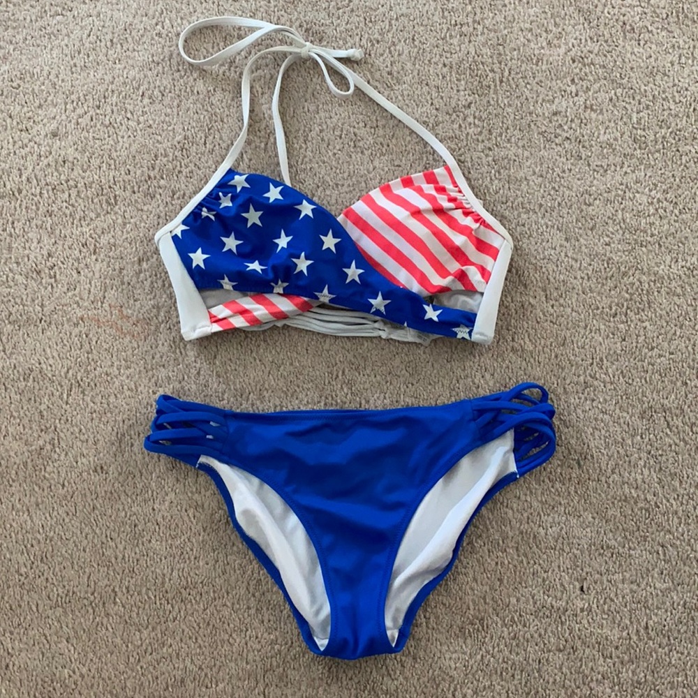 PINK American Flag Bikini set
